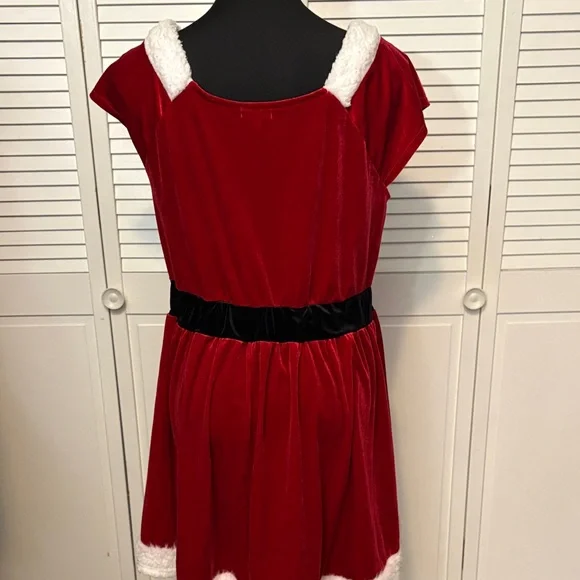 Red Velvet Santa Dress with White Trim - Picture 6 of 6